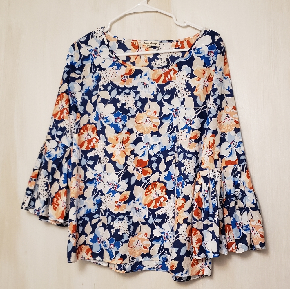 Jane and Delancey Floral Boho Bell Sleeve Top